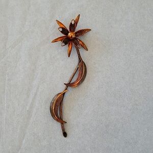 Vintage Copper Color Flower Pin
